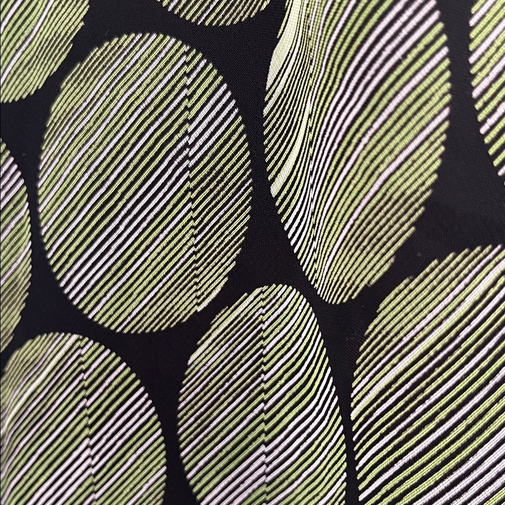 Handkerchief Hem Skirt Green/Black Modern Circle Pattern 12 - Picture 3 of 4